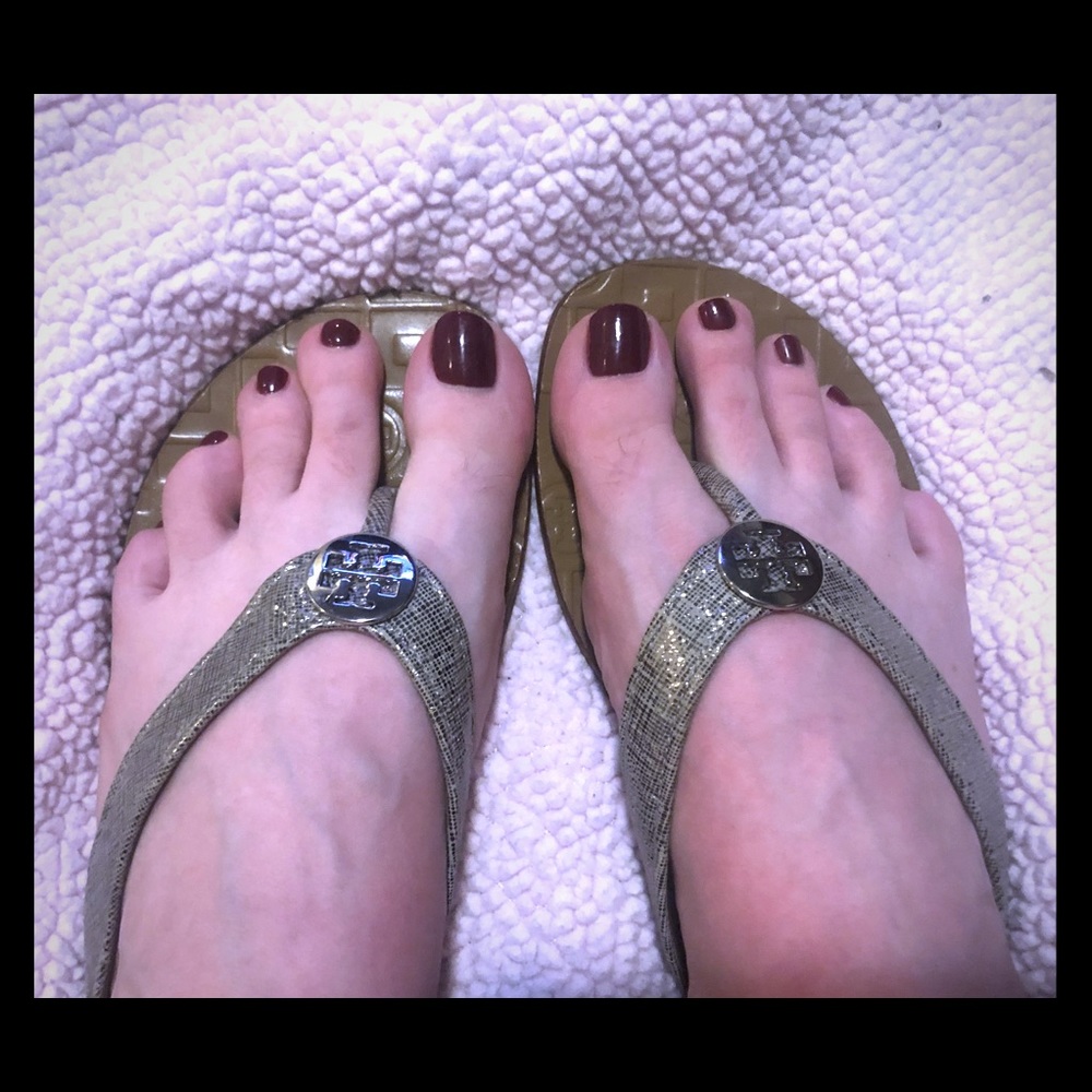 Authentic Tory Burch Thora sandals silver